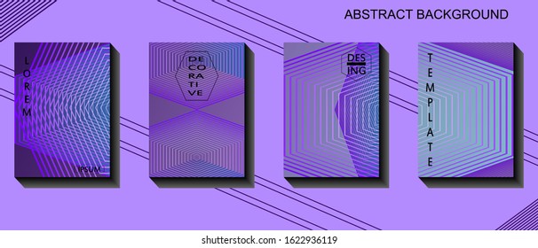 Set minimalist decorative background template with lines concept on gradient color