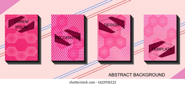 Set minimalist decorative background template with lines concept on gradient color