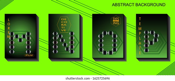 Set minimalist decorative background template with lines concept on gradient color