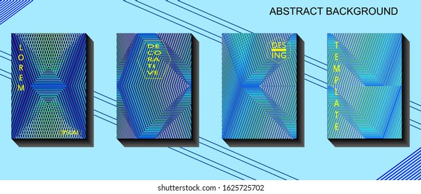 Set minimalist decorative background template with lines concept on gradient color