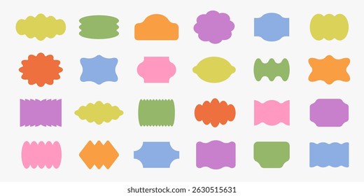 Set of minimalist design elements, geometric shapes and figures - abstract background frames elements for labels, branding, packaging, prints and social media posts. Vector illustration