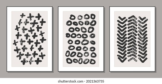 Conjunto de póster de diseño minimalista con composición de formas orgánicas abstractas