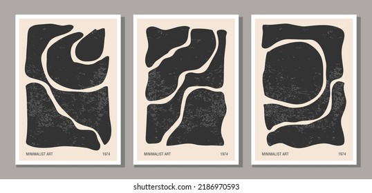 Set of minimalist design poster with abstract organic shapes composition