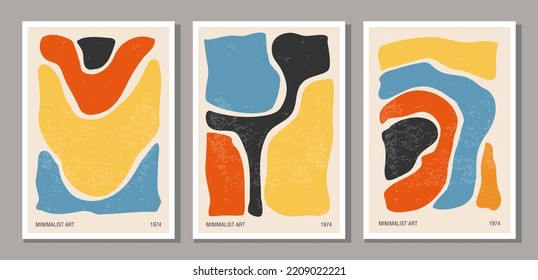 Conjunto de póster de diseño minimalista con composición de formas orgánicas abstractas