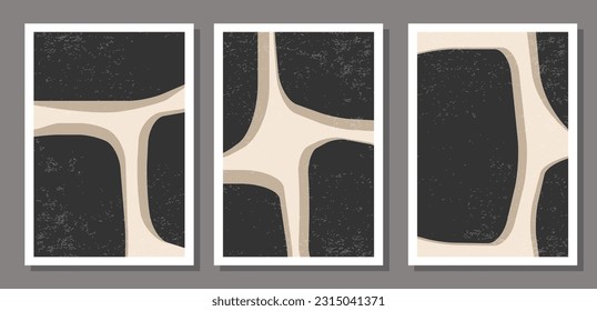 Set of minimalist design poster with abstract organic shapes composition