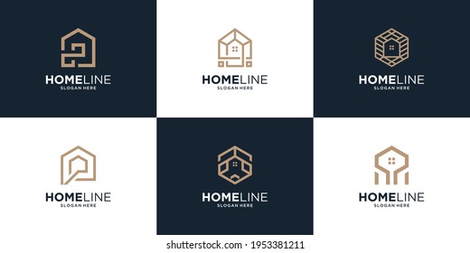 Set of minimalist elegant home logo design