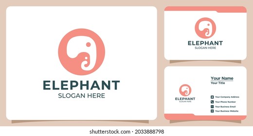 set of minimalist elephant logos and business cards