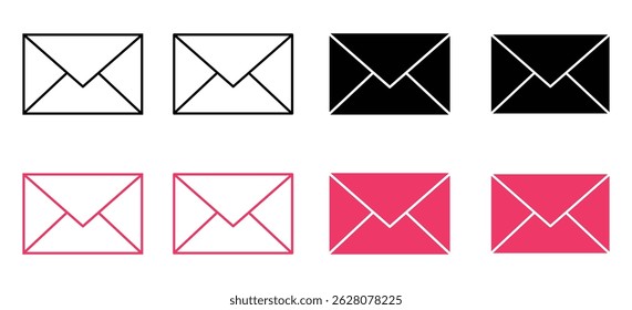 Conjunto de ícones de envelope minimalista vetor isolado no fundo branco, e-mail, mensagem, ícones de e-mail