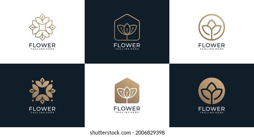 Set of minimalist flower beauty spa logo vector concept inspiration. Logo can be used for icon, brand, identity, symbol, boutique, health, wellness, collection, and nature