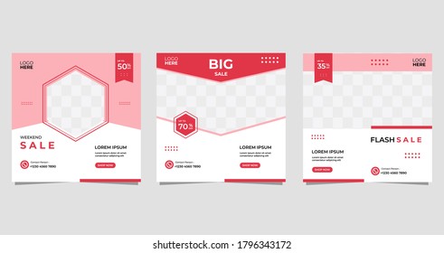 Set of Minimalist Geometric Backgrounds with easily editable frame mock ups. Perfect for social media post template, creative ads, flyer, banners, etc