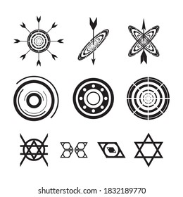 set of a minimalist geometric design elements tattoo. Tribal, arrow, target, hexagon design template elemet
