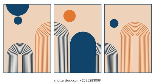 Conjunto minimalista Vector geométrico Diseño de póster abstracto Simple