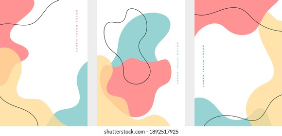 Set Of Minimalist Hand Drawn Fluid Shapes Background