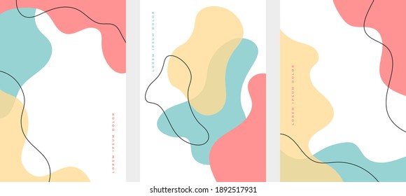 Set Of Minimalist Hand Drawn Fluid Shapes Background