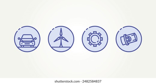 set of minimalist icons for factory equipment providers line art vector illustration design