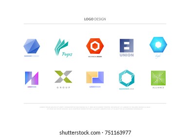 set of minimalist icons. vector logo design, corporate identity. abstract pointer symbol, creative logotype. technology and business sign