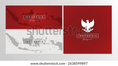 Set of minimalist Indonesia background with Indonesia  Map and Pancasila Illustration on red white line art background. Red white Indonesia national background. Best for dirgahayu RI 80 2025