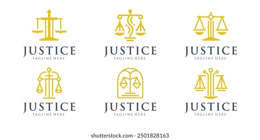 Set of minimalist justice and scale logo design.