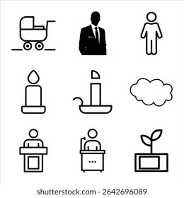 Set Of Minimalist Line Icons Representing Career Family Spirituality Growth And Public Speaking