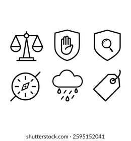 Set of Minimalist Line Icons for Various Concepts