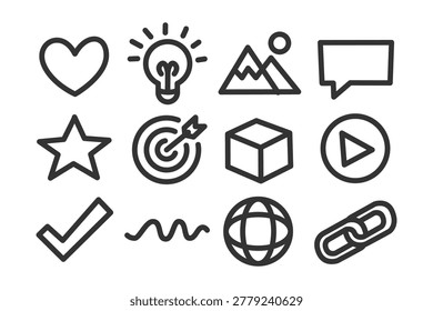 Set of Minimalist Line Icons for Web and Mobile Interfaces