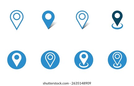 Set of Minimalist Location Pin Icon for Navigation and Maps