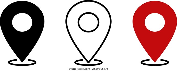 Set of minimalist map pin location icons. Modern map markers PNG. Vector illustration