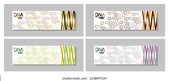 Set of Minimalist medicine design of landing page template with dna colorful background. Vector illustration eps 10.