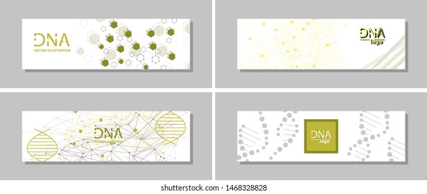 Set of Minimalist medicine design of landing page template with dna colorful background. Vector illustration eps 10.