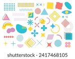 Set of minimalist memphis design elements. Brutalist abstract neo geometric shapes collection for web, commercial banners, posters, sale, brochures, covers