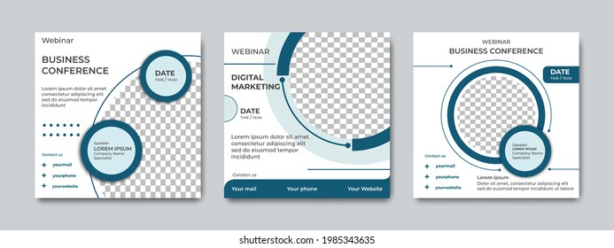 Conjunto de plantillas minimalistas de publicación de anuncios digitales digitales en redes sociales para el diseño de conceptos. Adecuado para banner de promoción de marketing en línea, webinar, seminario, volante, anuncios, etc.
