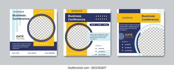 Set of minimalist modern social media post template. Suitable for webinars, seminars, marketing, flyer and other events. Vector graphics modern background.