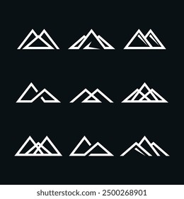 Set of minimalist mountain icon design. Premium Vector