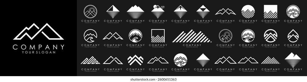 set of minimalist mountain logo design. icon vector template