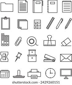Set of Minimalist Outline Design Office Stationery