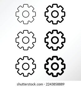 Conjunto de engranajes de contorno minimalista o icono de ajuste.
