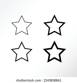 Set of minimalist outlines star icon.