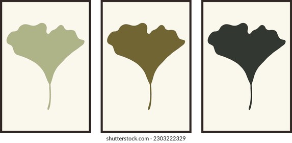 Conjunto de cuadros minimalistas con elementos botánicos en cuadros. Para la decoración interior, impresión y diseño