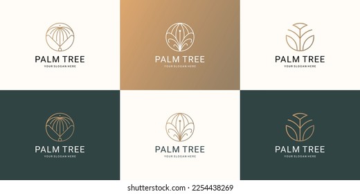 conjunto de diseños minimalistas del logo de la palmera.