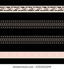 A set of minimalist pattern with pink and white borders