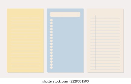Set of minimalist planners. Checklist template. Cute and simple printable to do list. Bullet Journal. Digital Planner. Realistic vector illustration.