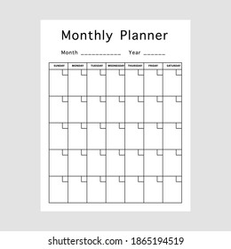 Set of minimalist planners. Daily, weekly, monthly planner template.