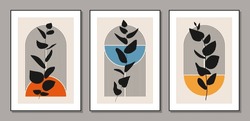 Set Of Minimalist Poster With Abstract Composition, Contemporary Collage Style