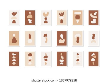 Set of minimalist poster. Wall art interior decoration. Premium vector