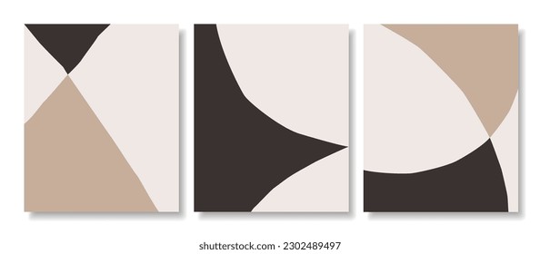 Set of minimalist posters with abstract organic shapes composition. Wall art vector background. Abstract painting for wall decoration, interior, prints, cover, and postcard.