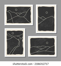 Set of minimalist posters landscape abstract contemporary collage design