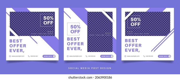 Set Of Minimalist Purple Flyer Or Social Media Banner