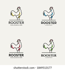 set of minimalist rooster logo design vector illustration, Great for Farm Restaurant Food Agriculture and others Businesses