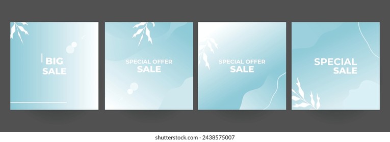 Set minimalist sale square banner template for social media posts, mobile apps, banners design, web or internet ads. Trendy abstract square template.