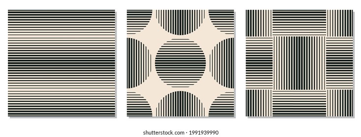 Set of minimalist seamless pattern with abstract creative geometric composition